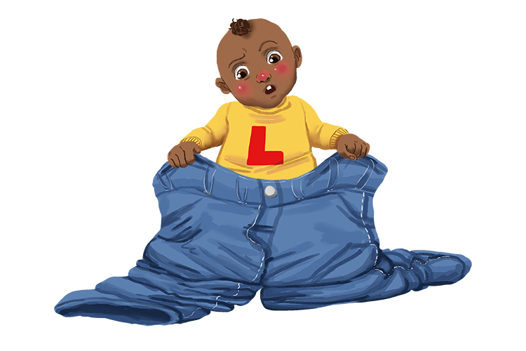 Pantalon is masculine, so it's le pantalon. Imagine the early learner trying on trousers way too big for him.